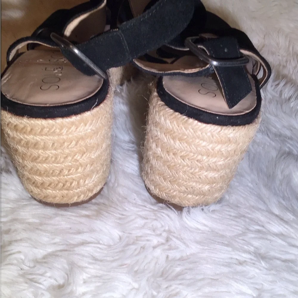 SOLE SOCIETY Camreigh black espadrilles/wedges size 11